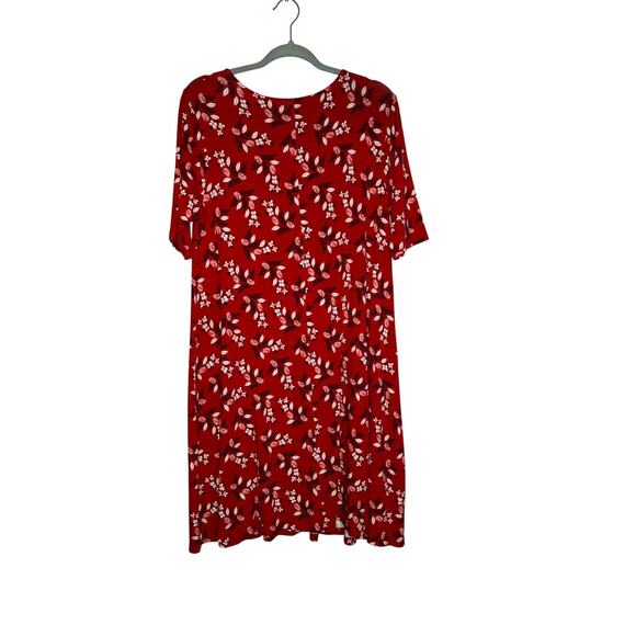 St. Johns Bay red floral flowy dress size large - Picture 2 of 3
